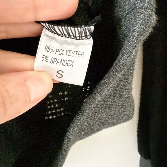 Amazon Waffle Knit Long Sleeve Faux Wrap Top in Black & Gray - Size S - Picture 6 of 6